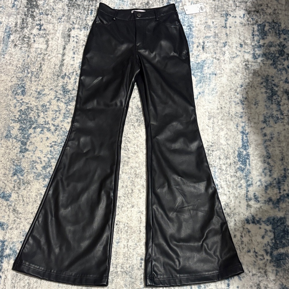 SO Black Faux Leather Flare Pants